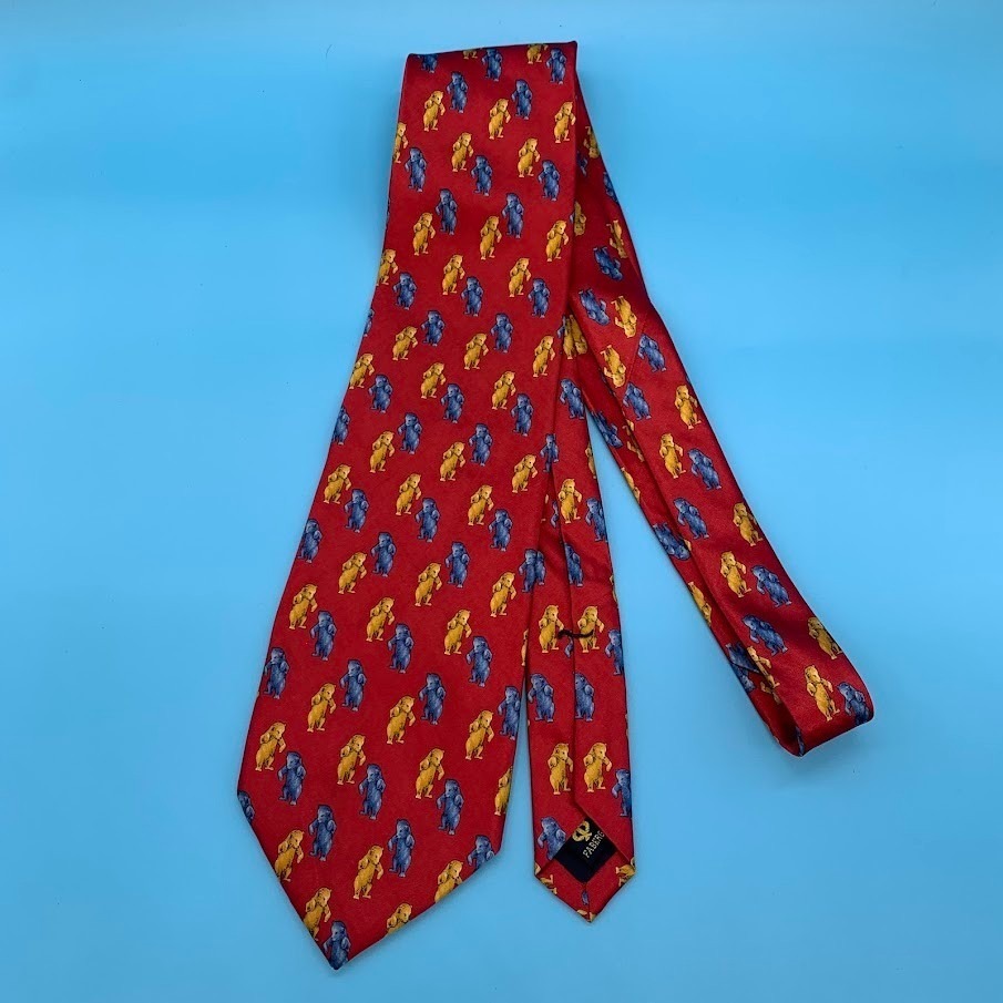 Faberge Bear Print Men's All Silk Classic Neck Tie Handmade In Usa